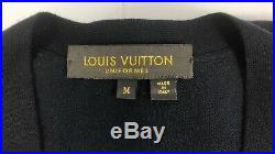 Louis Vuitton Uniformes Men's Medium Wool Cotton Knit Cardigan Sweater Black NEW