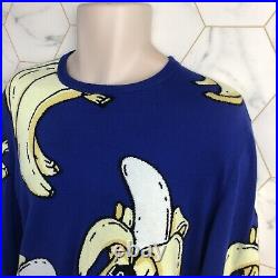 Love Moschino Jumper Sweater UK Medium 38 Blue Banana Pattern Cotton