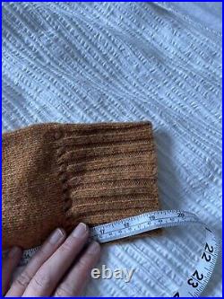 Lovely Toast Burnt Orange 100% Wool Jumper Size M Pointelle Detail Flecked Warm