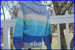 Loveshackfancy Myers Cardigan in Blue Splendor knitted Sweater Medium