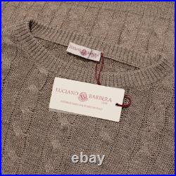 Luciano Barbera NWD Cable Knit Sweater Size 50 US Medium in Brown Linen & Cotton