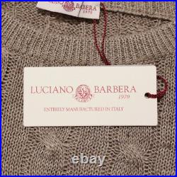 Luciano Barbera NWD Cable Knit Sweater Size 50 US Medium in Brown Linen & Cotton