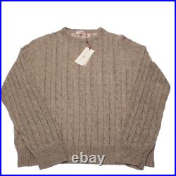 Luciano Barbera NWD Cable Knit Sweater Size 50 US Medium in Brown Linen & Cotton