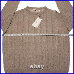 Luciano Barbera NWD Cable Knit Sweater Size 50 US Medium in Brown Linen & Cotton