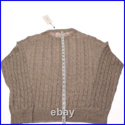 Luciano Barbera NWD Cable Knit Sweater Size 50 US Medium in Brown Linen & Cotton
