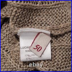Luciano Barbera NWD Cable Knit Sweater Size 50 US Medium in Brown Linen & Cotton
