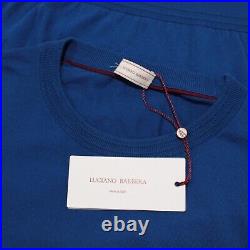 Luciano Barbera NWD Pullover Sweater Size 50 US Medium in Solid Blue 100% Cotton