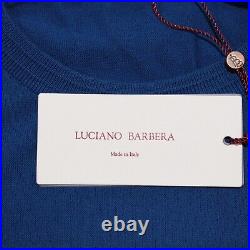 Luciano Barbera NWD Pullover Sweater Size 50 US Medium in Solid Blue 100% Cotton