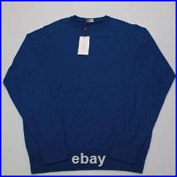 Luciano Barbera NWD Pullover Sweater Size 50 US Medium in Solid Blue 100% Cotton