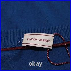 Luciano Barbera NWD Pullover Sweater Size 50 US Medium in Solid Blue 100% Cotton