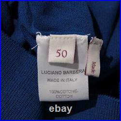 Luciano Barbera NWD Pullover Sweater Size 50 US Medium in Solid Blue 100% Cotton