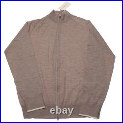 Luciano Barbera NWT Full Zip Sweater Size 50 US M in Beige Cashmere/Wool/Silk