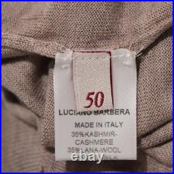 Luciano Barbera NWT Full Zip Sweater Size 50 US M in Beige Cashmere/Wool/Silk