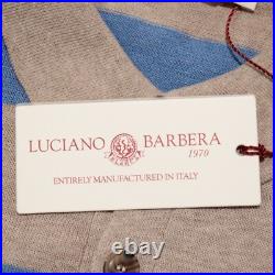 Luciano Barbera NWT Knit Polo Sweater Size 50 US M in Blue & Tan Stripes Cotton