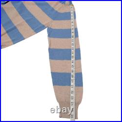 Luciano Barbera NWT Knit Polo Sweater Size 50 US M in Blue & Tan Stripes Cotton