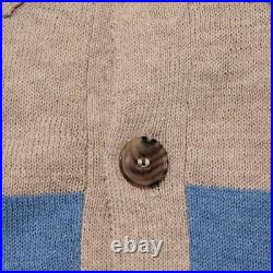 Luciano Barbera NWT Knit Polo Sweater Size 50 US M in Blue & Tan Stripes Cotton