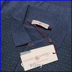 Luciano Barbera NWT Knit Polo Sweater Size 50 US Medium in Blue/Green 100% Wool