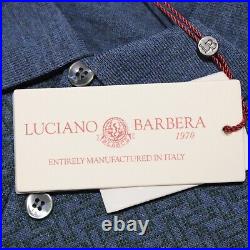 Luciano Barbera NWT Knit Polo Sweater Size 50 US Medium in Blue/Green 100% Wool