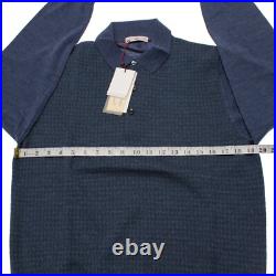Luciano Barbera NWT Knit Polo Sweater Size 50 US Medium in Blue/Green 100% Wool