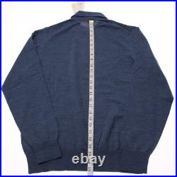 Luciano Barbera NWT Knit Polo Sweater Size 50 US Medium in Blue/Green 100% Wool
