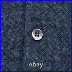Luciano Barbera NWT Knit Polo Sweater Size 50 US Medium in Blue/Green 100% Wool
