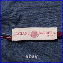 Luciano Barbera NWT Knit Polo Sweater Size 50 US Medium in Blue/Green 100% Wool