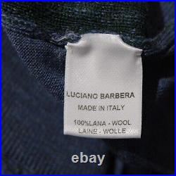 Luciano Barbera NWT Knit Polo Sweater Size 50 US Medium in Blue/Green 100% Wool
