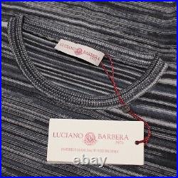 Luciano Barbera NWT Knit Sweater Size 50 US M Gray/Blue/Multi Melange 100% Wool