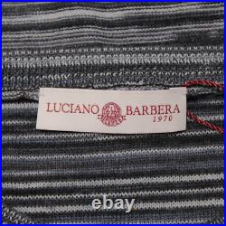 Luciano Barbera NWT Knit Sweater Size 50 US M Gray/Blue/Multi Melange 100% Wool