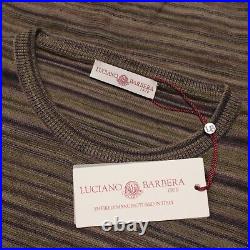 Luciano Barbera NWT Knit Sweater Size 50 US M in Green/Brown/Multi Melange Wool Luciano Barbera NWT Knit Sweater Size 50 US M in Green/Brown/Multi Melange Wool