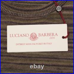 Luciano Barbera NWT Knit Sweater Size 50 US M in Green/Brown/Multi Melange Wool Luciano Barbera NWT Knit Sweater Size 50 US M in Green/Brown/Multi Melange Wool