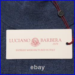 Luciano Barbera NWT Mock Neck Knit Sweater Size 50 US Medium in Blue 100% Wool