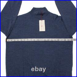 Luciano Barbera NWT Mock Neck Knit Sweater Size 50 US Medium in Blue 100% Wool