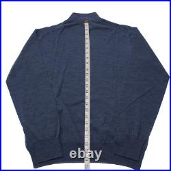 Luciano Barbera NWT Mock Neck Knit Sweater Size 50 US Medium in Blue 100% Wool