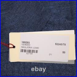 Luciano Barbera NWT Mock Neck Knit Sweater Size 50 US Medium in Blue 100% Wool