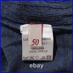 Luciano Barbera NWT Mock Neck Knit Sweater Size 50 US Medium in Blue 100% Wool