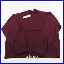 Luciano Barbera NWT Mock Neck Sweater Size 50 M US In Solid Burgundy Wool