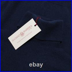 Luciano Barbera NWT Turtleneck Sweater Size 50 US Medium in Blue 100% Cashmere