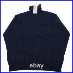 Luciano Barbera NWT Turtleneck Sweater Size 50 US Medium in Blue 100% Cashmere