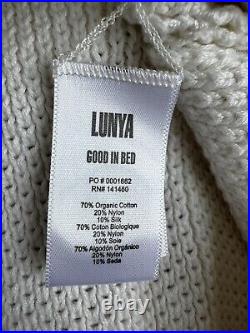 Lunya Women's Cozy Cotton Silk Pocket Henley Sweater Size M New