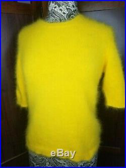 Luxury! Medium 80% Angora Escada yellow Fuzzy Sweater Pullover Furry Fluffy