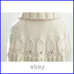 M NEW $2100 SAINT LAURENT Ivory 100% WOOL Cozy Soft Knit CAPELET PONCHO SWEATER
