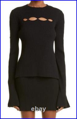 MACH & MACH Cutout Womens Medium Black Long Sleeve Rib Sweater $648