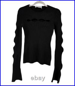 MACH & MACH Cutout Womens Medium Black Long Sleeve Rib Sweater $648