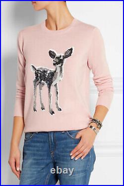 MARKUS LUPFER Natalie pink fawn deer sequin embellished jumper sweater top M NWT