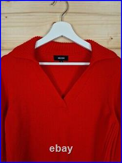 ME + EM Womens Red 100 % Merino Wool Jumper Sweater V-Neck Size Medium UK12-14
