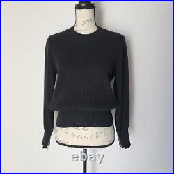MM6 Maison Margiela Ribbed Knit Sweater Crew Neck Wool Blend Black Women M Italy