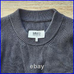MM6 Maison Margiela Ribbed Knit Sweater Crew Neck Wool Blend Black Women M Italy