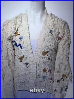 MOTHER Printed plunge neckline cardigan sweater