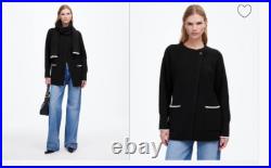 Madewell $198 Womens Merino Wool-Blend Scarf Sweater Jacket Black Size M NT607